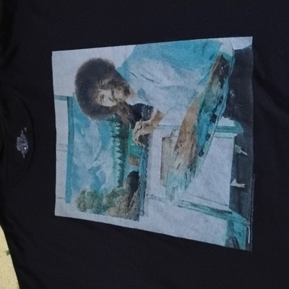 Mens Black XXL Bob Ross Shirt Artist Happy Little Trees PBS Painting Promo